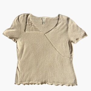 J. Jill Cream Colored short sleeve Silk Top Size S